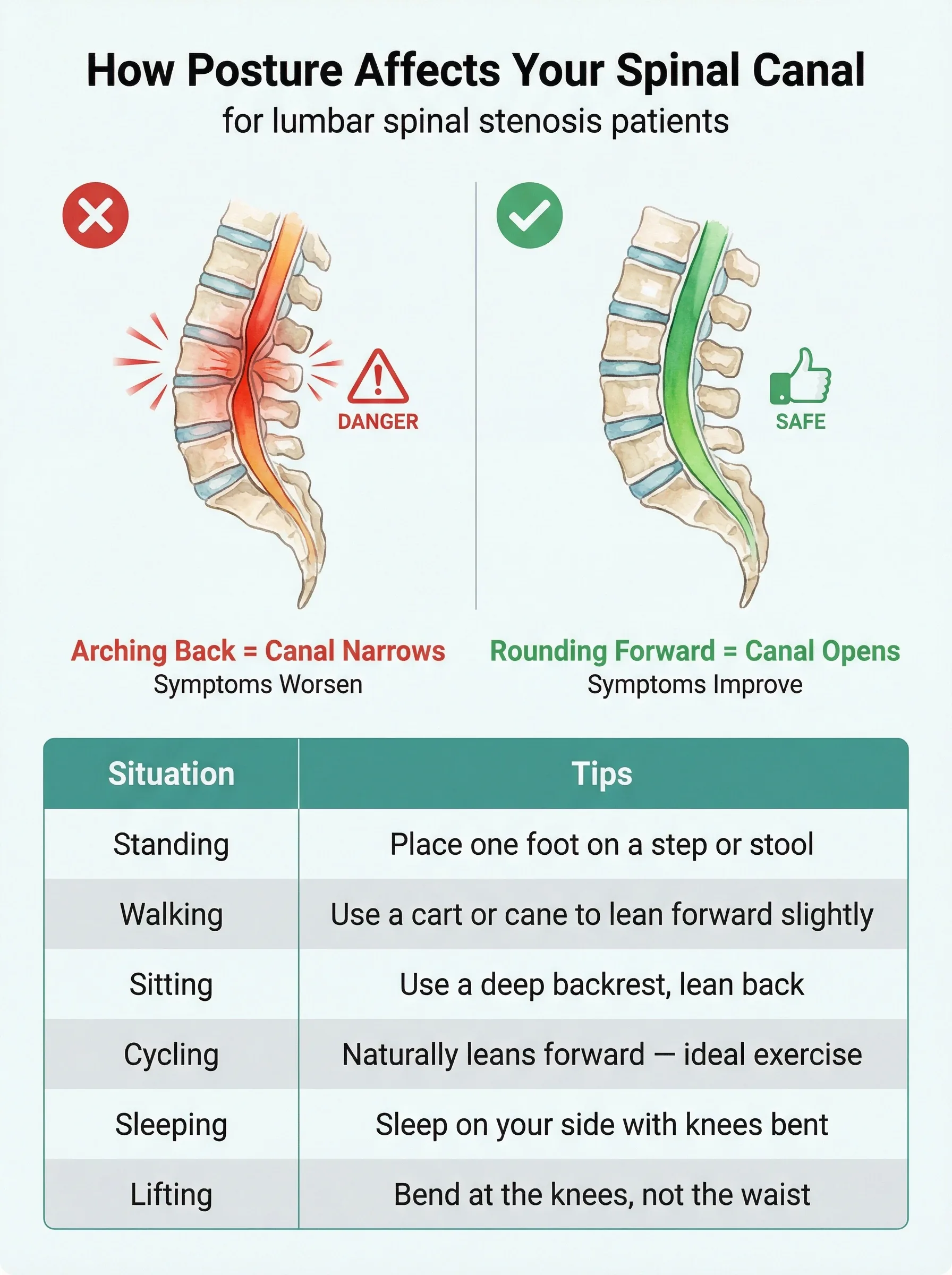 How posture affects the spinal canal